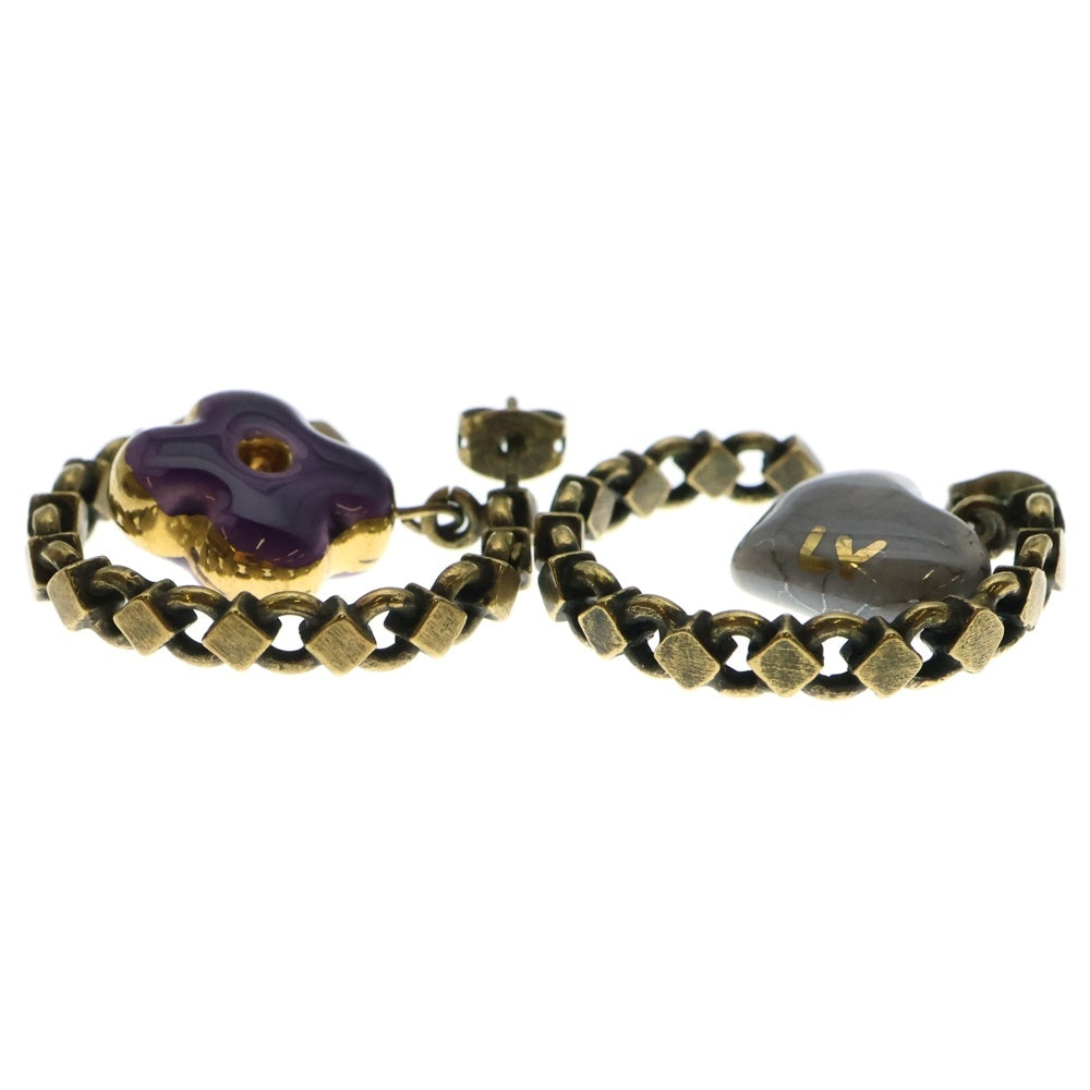 LOUIS VUITTON(ルイヴィトン) クレオール フープピアス ストーン イヤーアクセサリー ゴールド×パープル