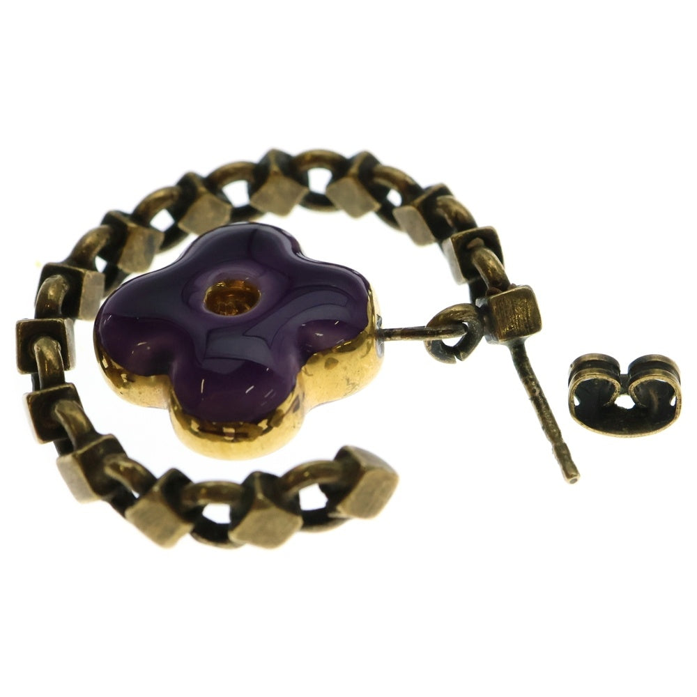 LOUIS VUITTON(ルイヴィトン) クレオール フープピアス ストーン イヤーアクセサリー ゴールド×パープル