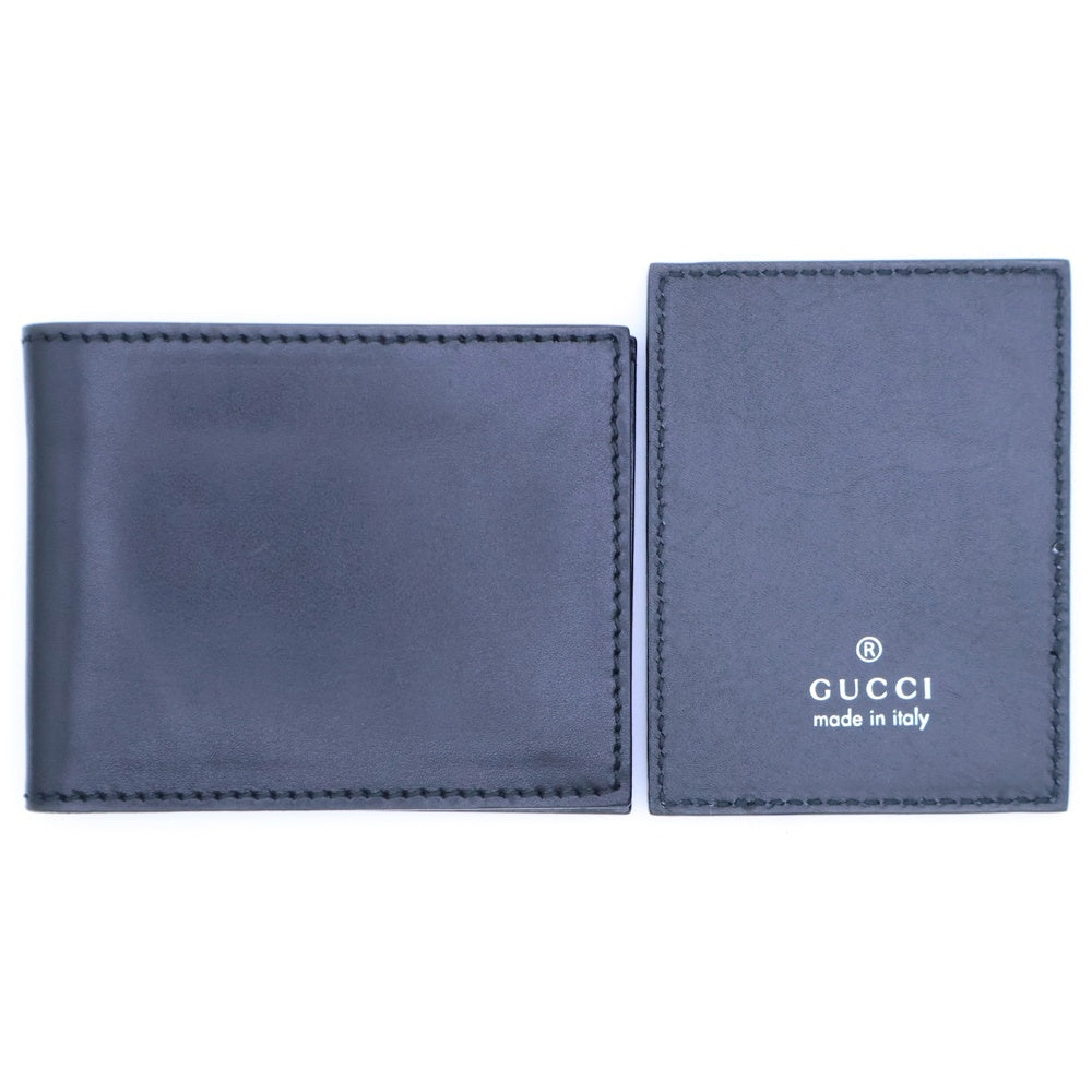 GUCCI(グッチ) レザー エンボスロゴ ミラー 手鏡 ブラック