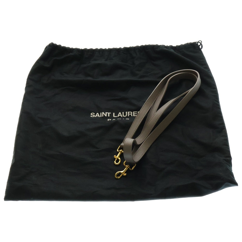 SAINT LAURENT PARIS(サンローランパリ) ベイビーカバス カサンドラロゴプレート レザー 2WAY ハンド ショルダーバッグ ゴールド金具 グレー