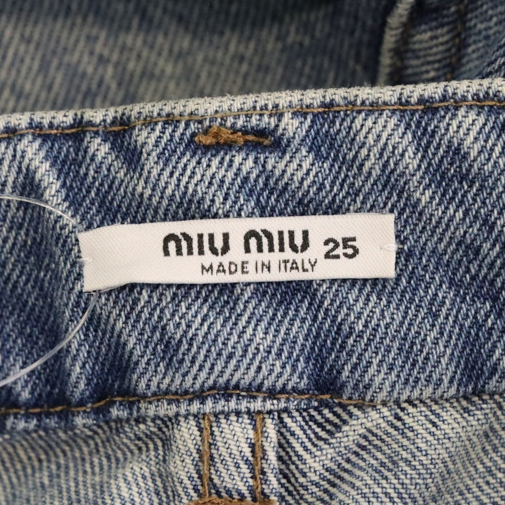 miumiu(ミュウミュウ) ロゴパッチ付ブーツカットデニムパンツ ジーンズ ブルー GWP303 1VJ0