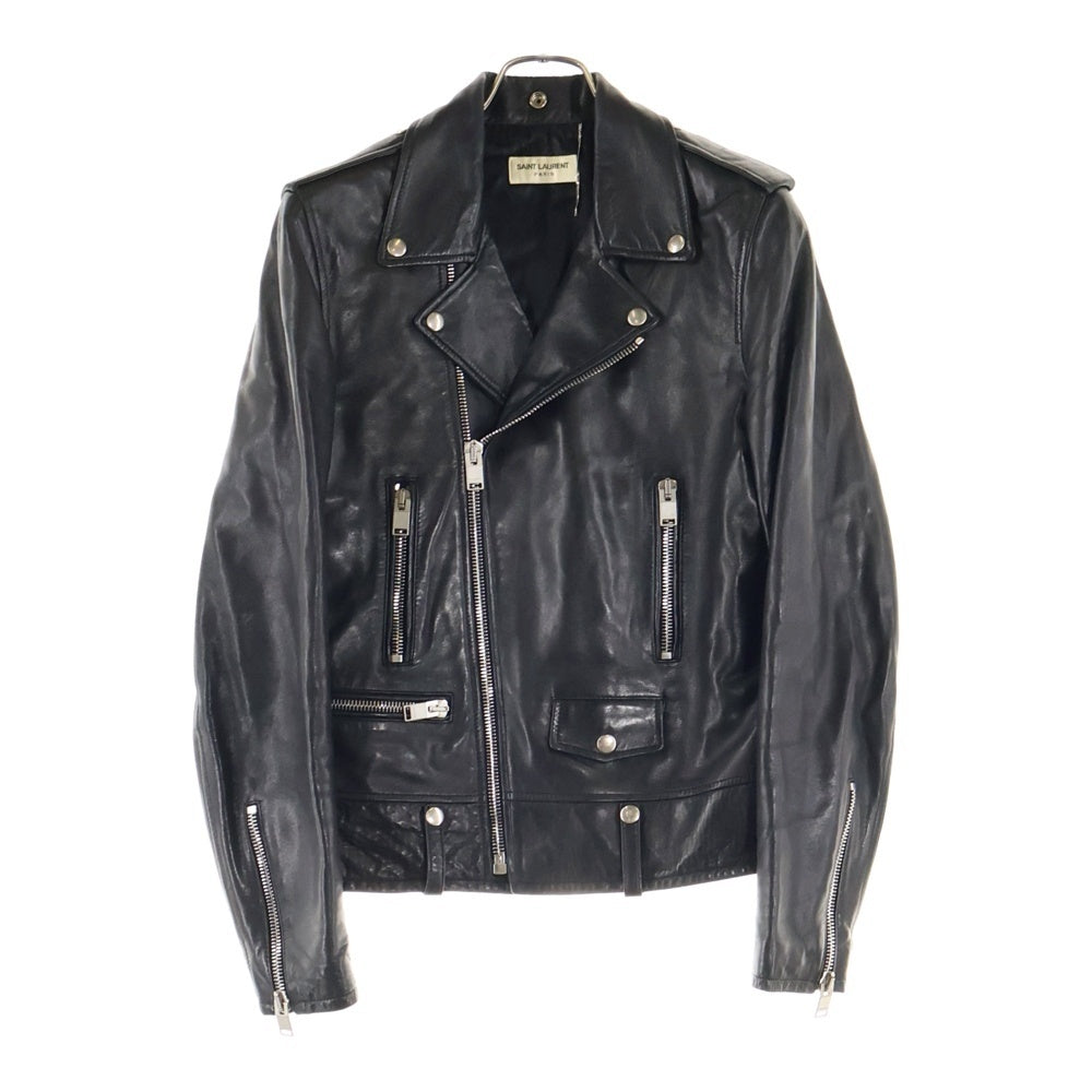 SAINT LAURENT PARIS(サンローランパリ) 15SS L01 クラシックモーターサイクル ラムスキン レザー ジップアップ ダブル ライダース ジャケット ブラック 361841
