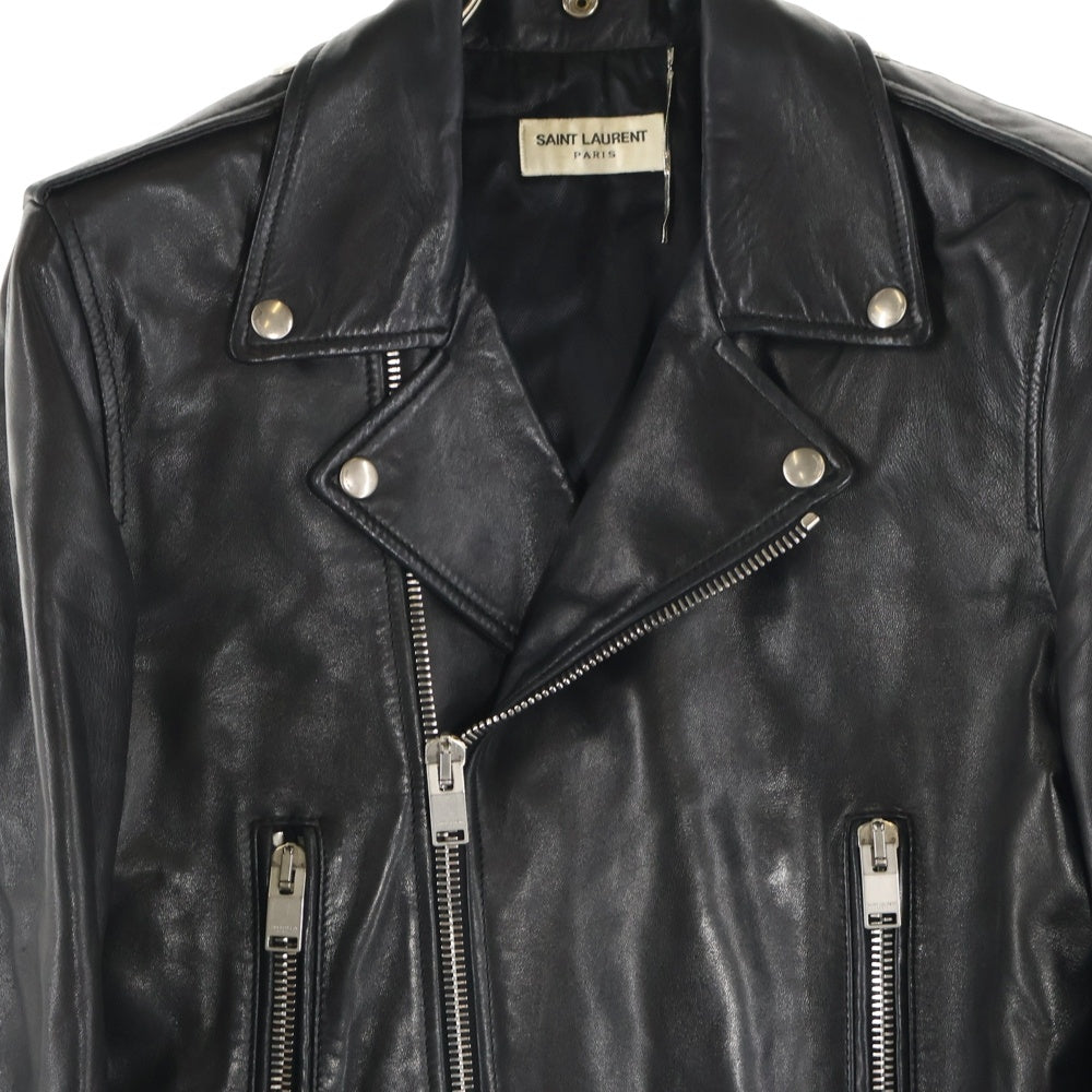 SAINT LAURENT PARIS(サンローランパリ) 15SS L01 クラシックモーターサイクル ラムスキン レザー ジップアップ ダブル ライダース ジャケット ブラック 361841