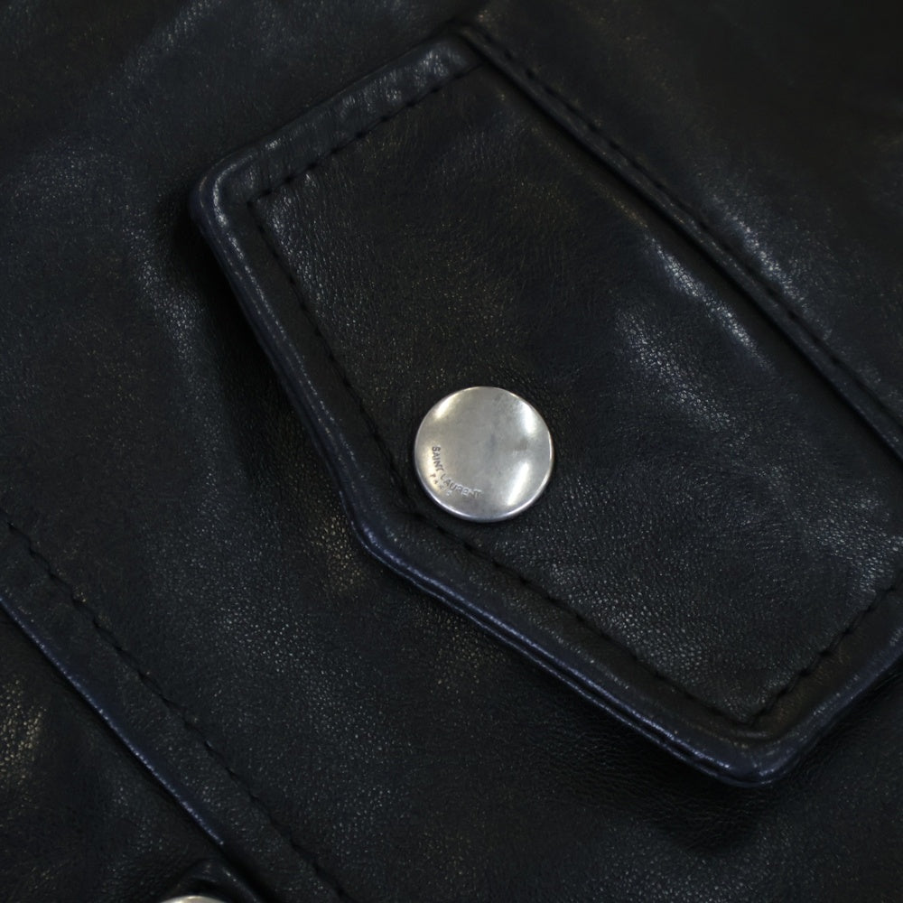 SAINT LAURENT PARIS(サンローランパリ) 15SS L01 クラシックモーターサイクル ラムスキン レザー ジップアップ ダブル ライダース ジャケット ブラック 361841