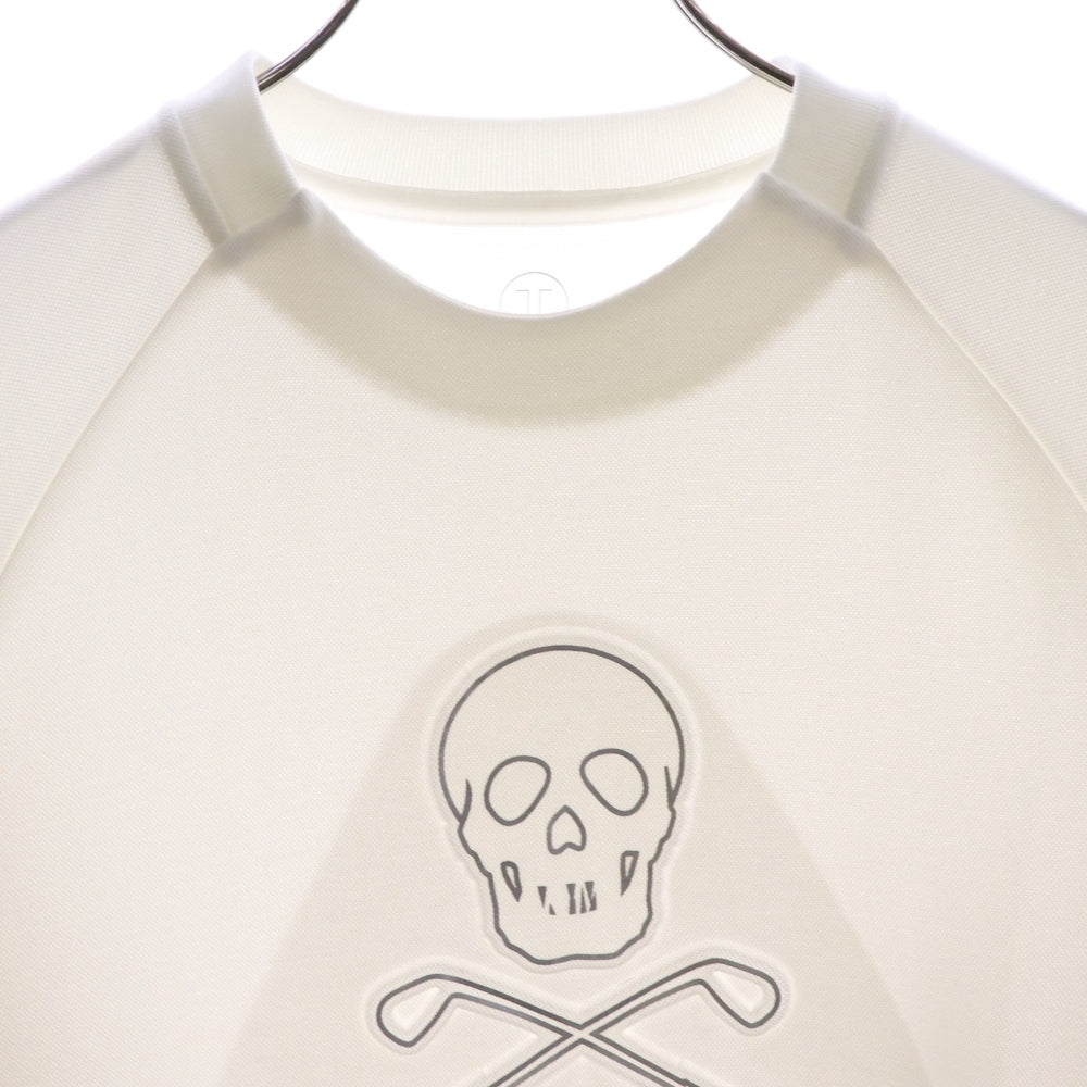 MARK&LONA(マークアンドロナ) スカル エンボスロゴ プリント クルーネック ラグランスリーブ プルオーバースウェットトレーナー ホワイト ML-18S-C51K-K