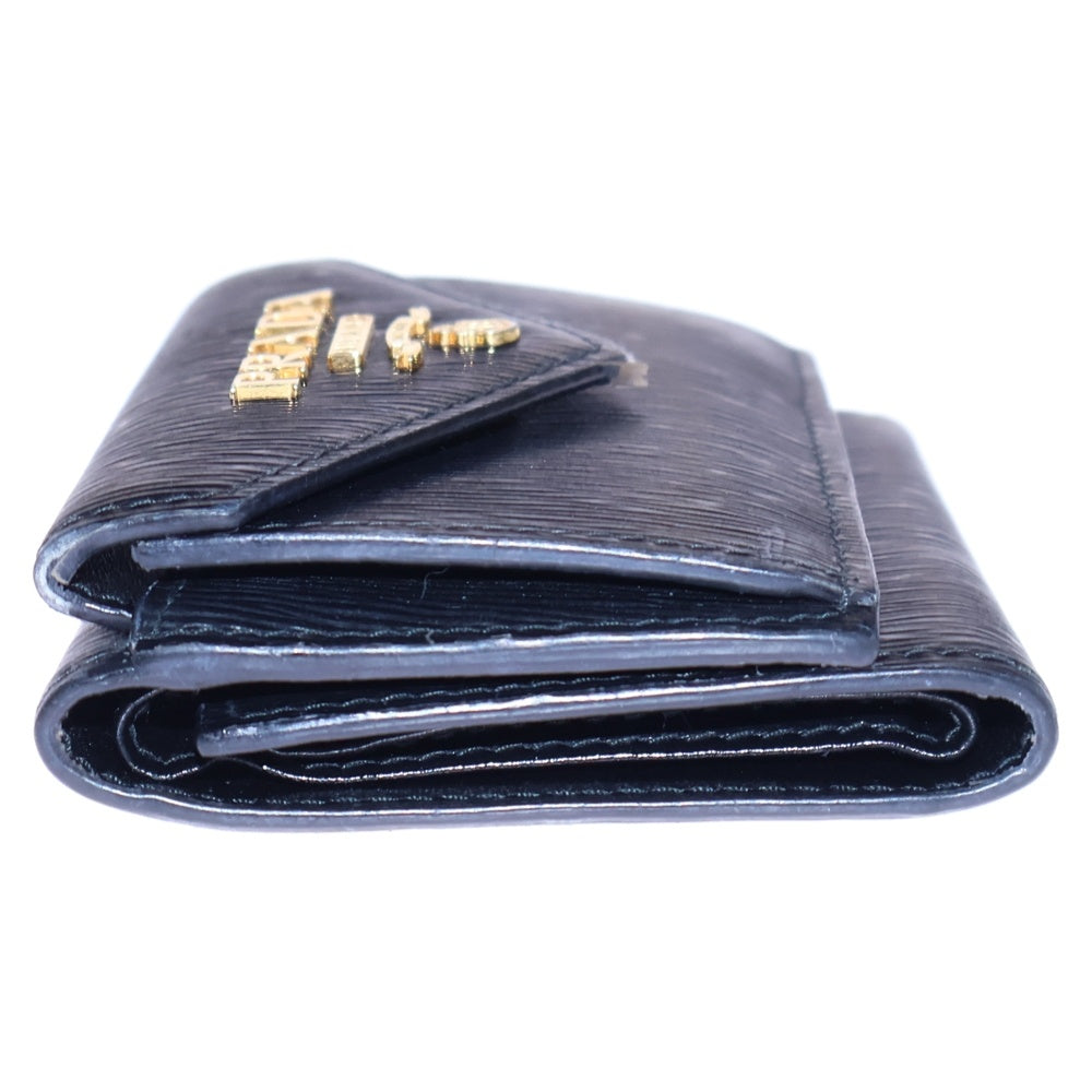 PRADA(プラダ) 三つ折り財布 コンパクトウォレット ブラック レザー