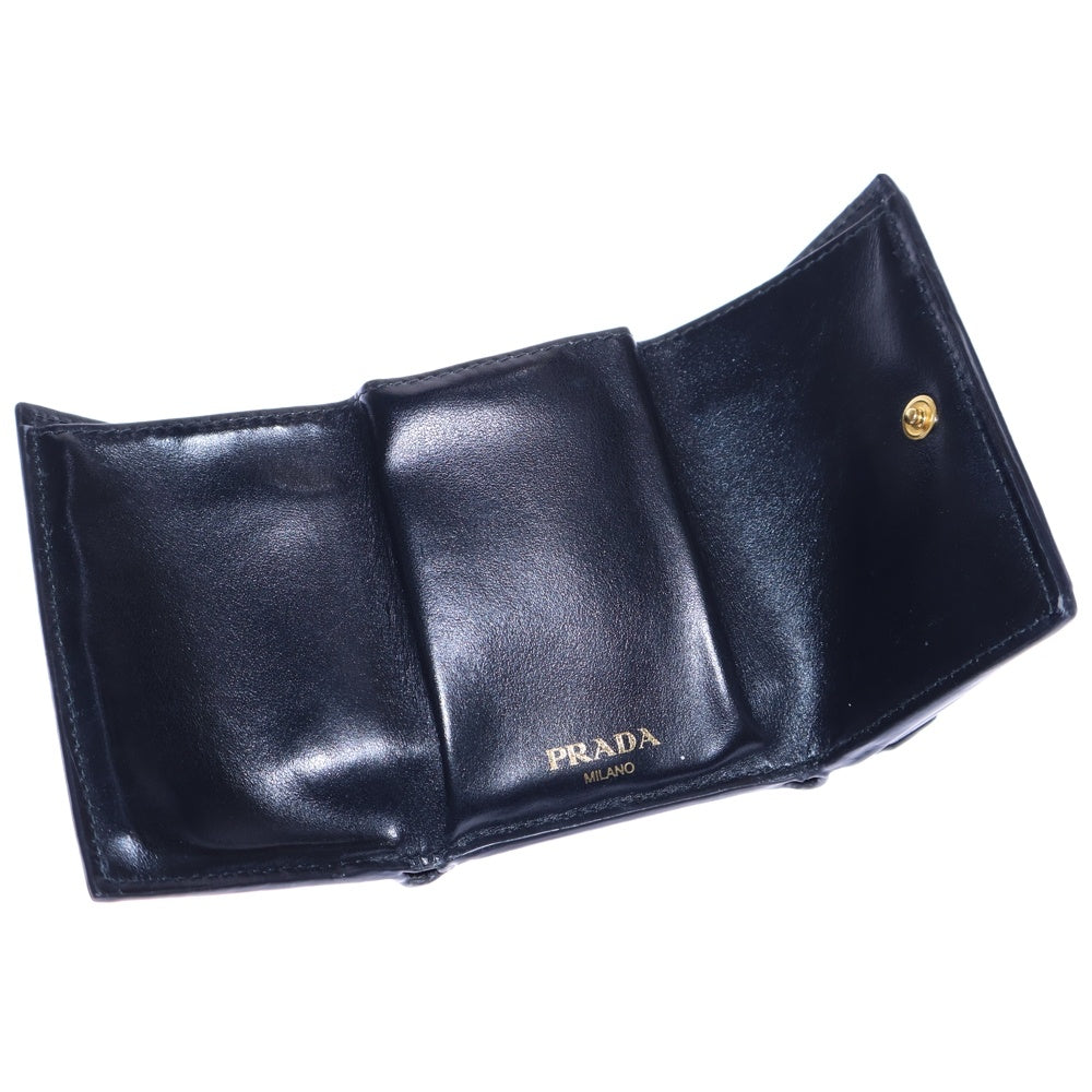 PRADA(プラダ) 三つ折り財布 コンパクトウォレット ブラック レザー