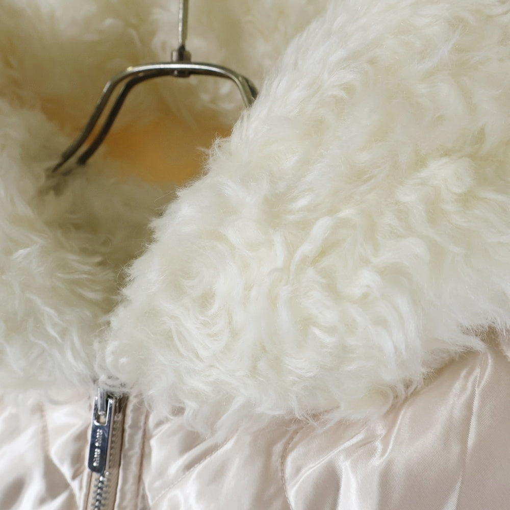 miumiu(ミュウミュウ) キルティングフーデッドファージップアップダウンベスト ピンク/ホワイト ML769 1ZQS