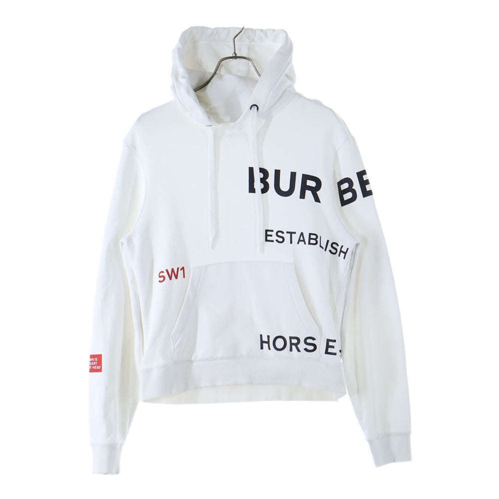 BURBERRY(バーバリー) ホースフェリー ロゴプリント プルオーバースウェットパーカー フーディー ブラック/ホワイト 801766
