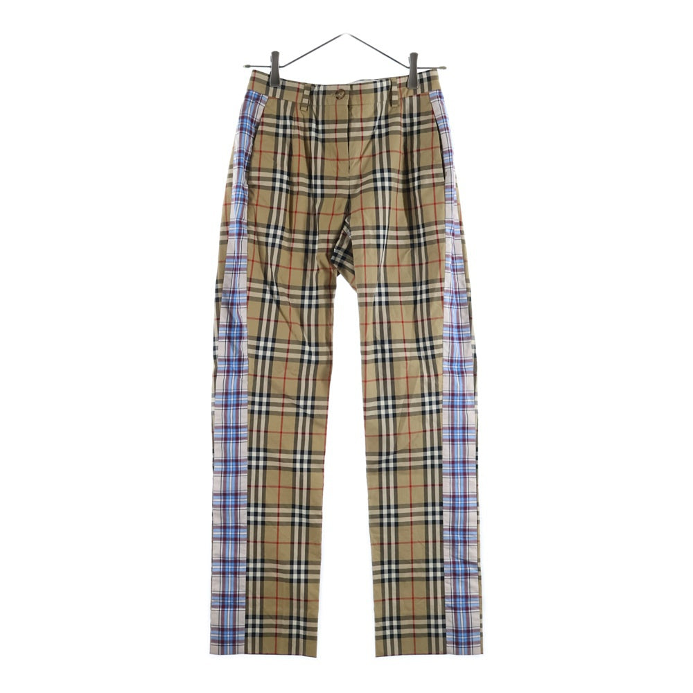 BURBERRY(バーバリー) サイドラインノバチェックスラックスパンツ 8016903 ベージュ