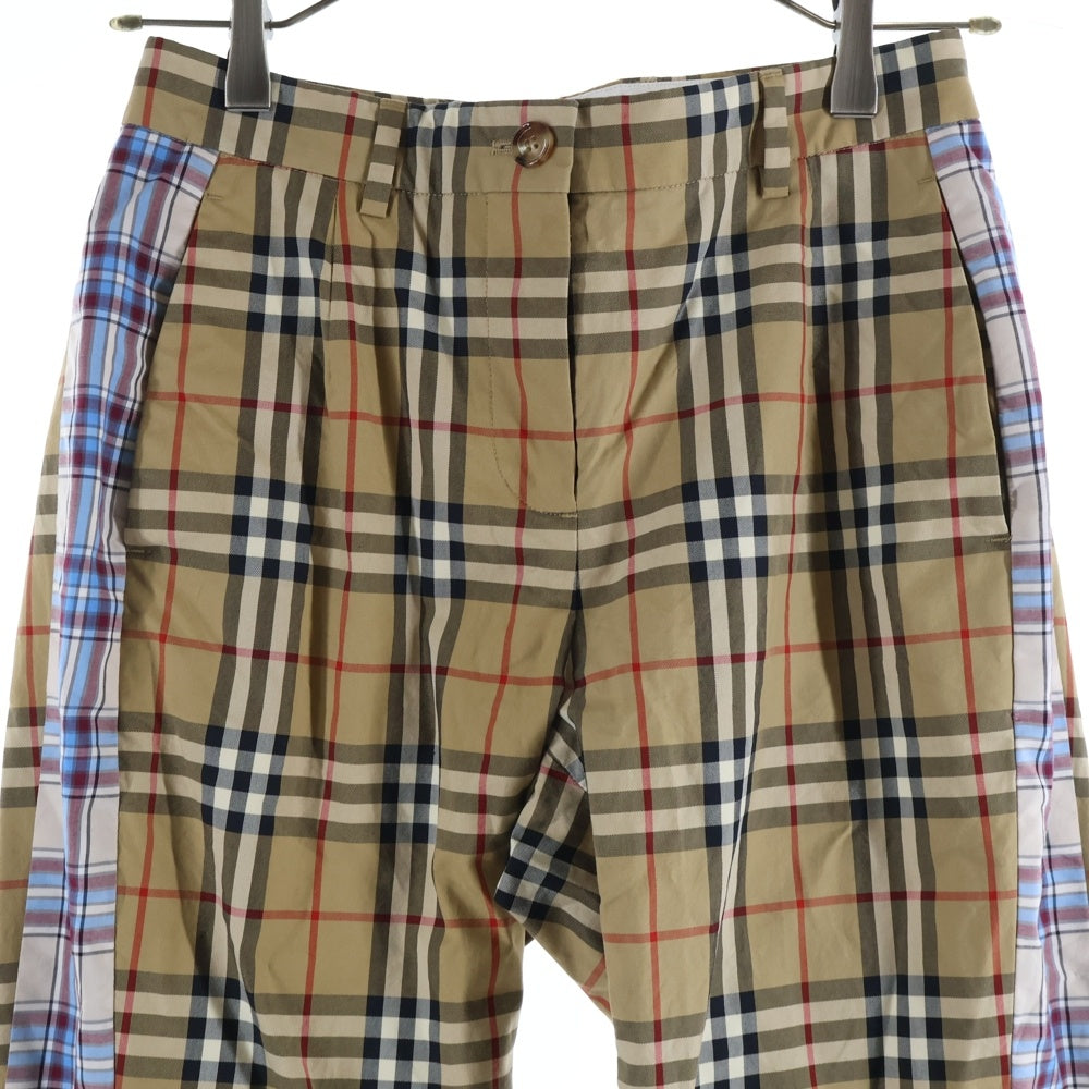 BURBERRY(バーバリー) サイドラインノバチェックスラックスパンツ 8016903 ベージュ