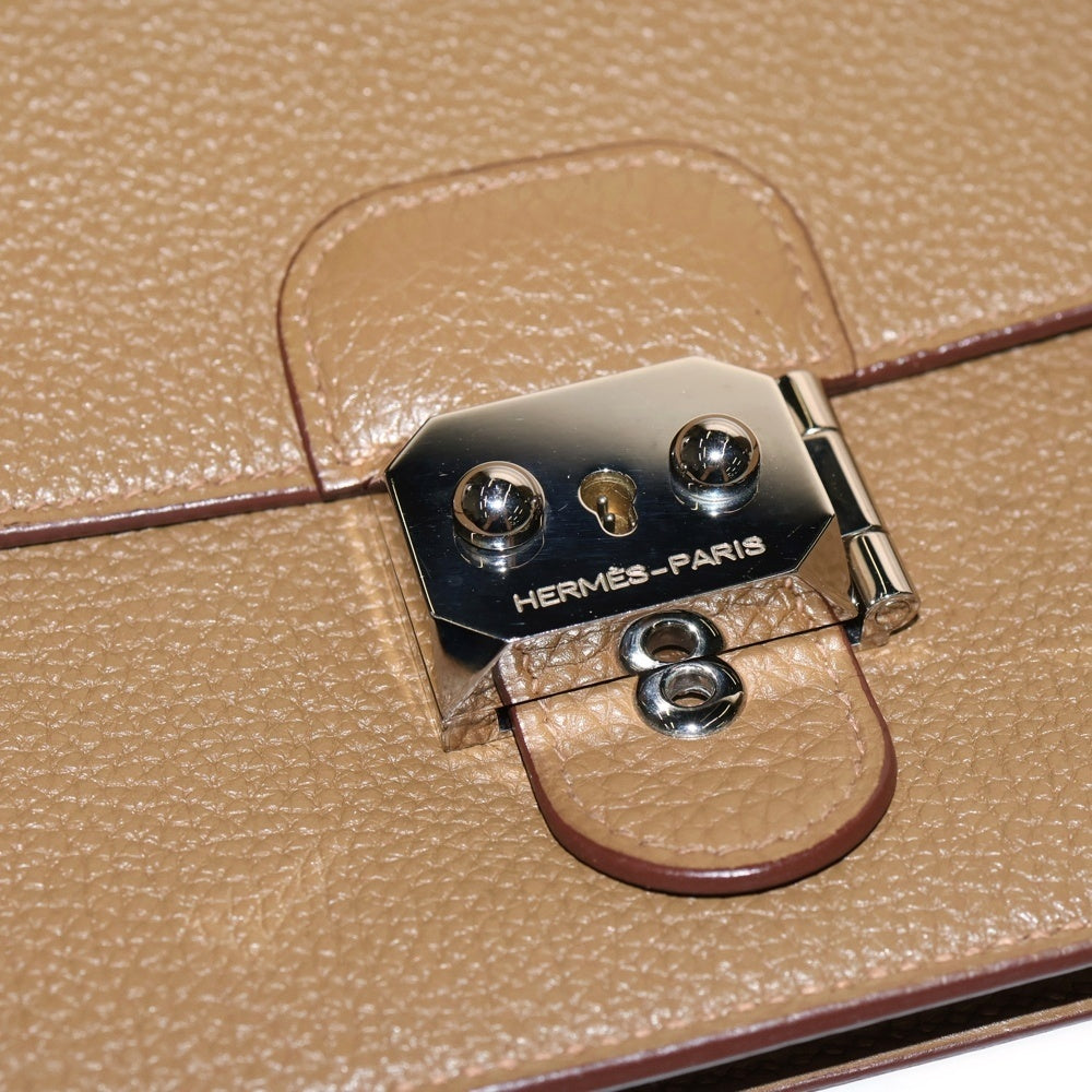 HERMES(エルメス) ポシェット ジェット レザー クラッチ セカンドバッグ シルバー金具 ブラウン □P刻印