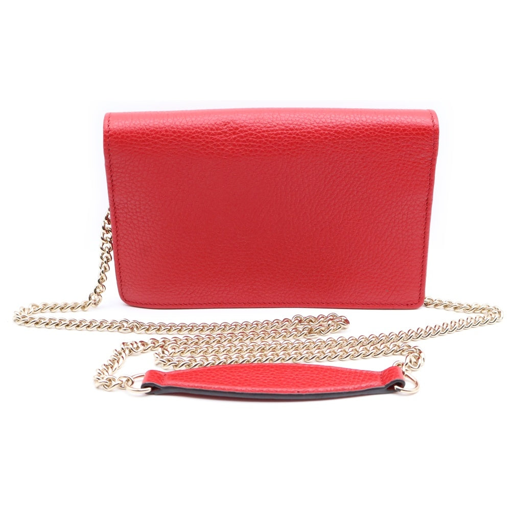 GUCCI(グッチ) ソーホーシリーズ チェーンウォレット ショルダーバッグ レッド レザー 598211 ゴールド金具