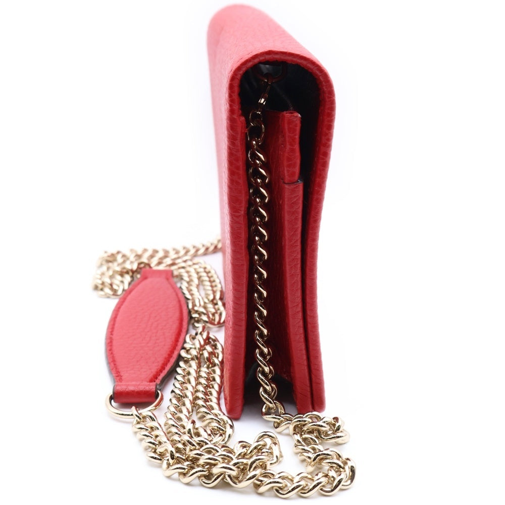 GUCCI(グッチ) ソーホーシリーズ チェーンウォレット ショルダーバッグ レッド レザー 598211 ゴールド金具