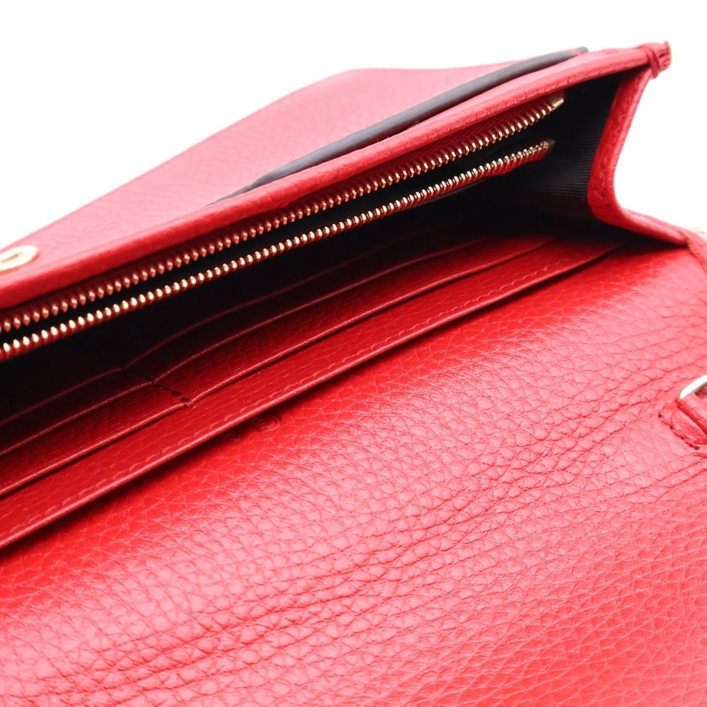 GUCCI(グッチ) ソーホーシリーズ チェーンウォレット ショルダーバッグ レッド レザー 598211 ゴールド金具