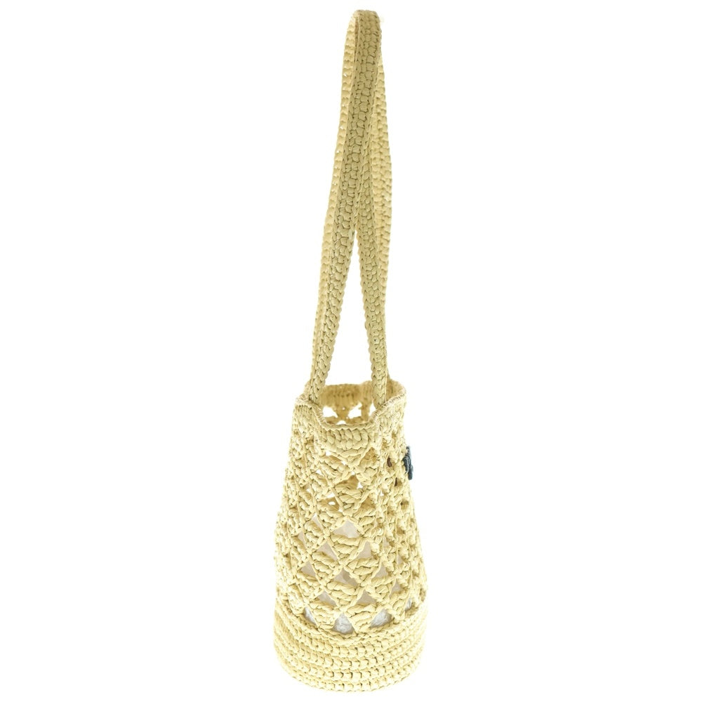 PRADA(プラダ) クロシェ ミニ トライアングルロゴ カゴ ショルダー トートバッグ ベージュ 1BG494