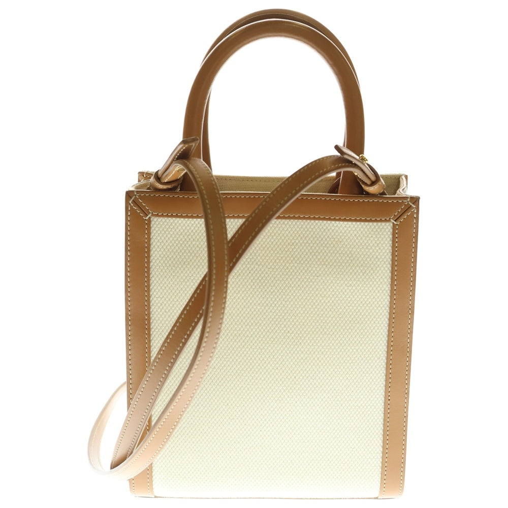 CELINE(セリーヌ) ミニバーティカルカバ 2WAYバッグ ショルダバッグ ハンドバッグ ミニトートバッグ ブラウン×アイボリー ゴールド金具