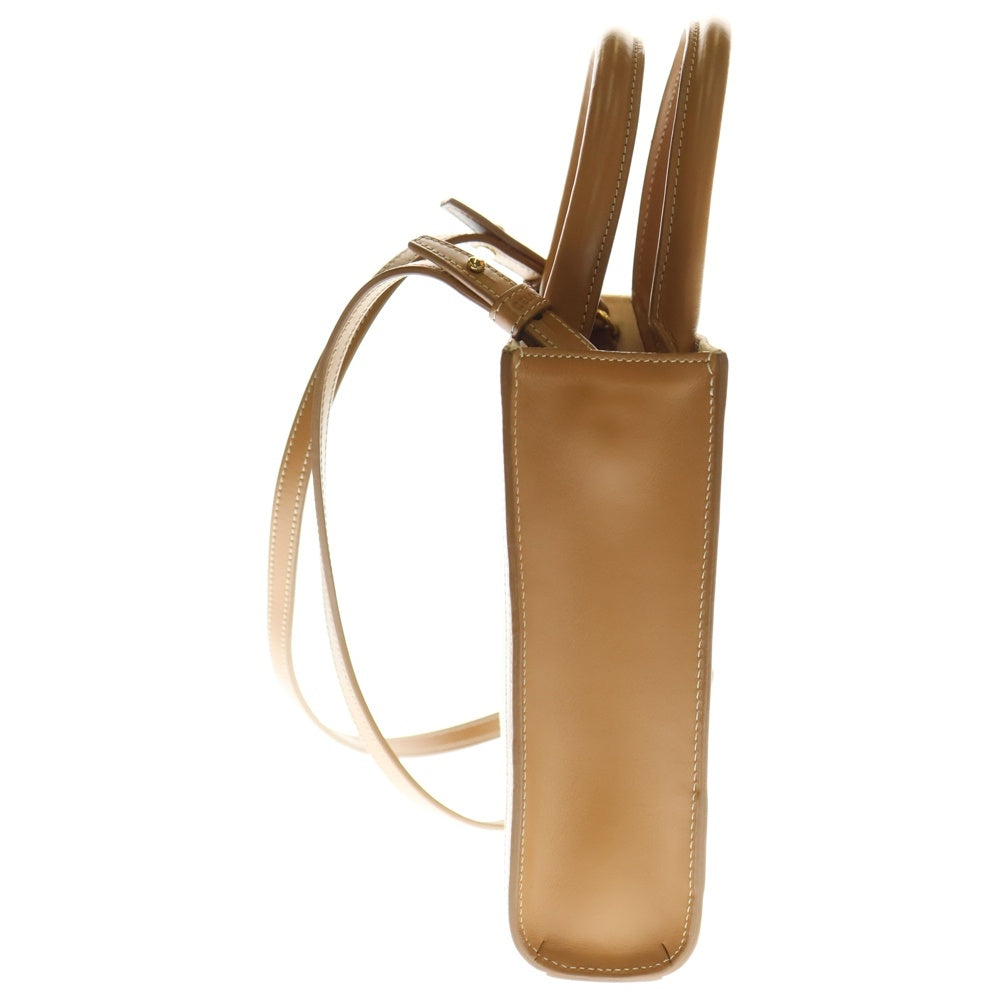 CELINE(セリーヌ) ミニバーティカルカバ 2WAYバッグ ショルダバッグ ハンドバッグ ミニトートバッグ ブラウン×アイボリー ゴールド金具