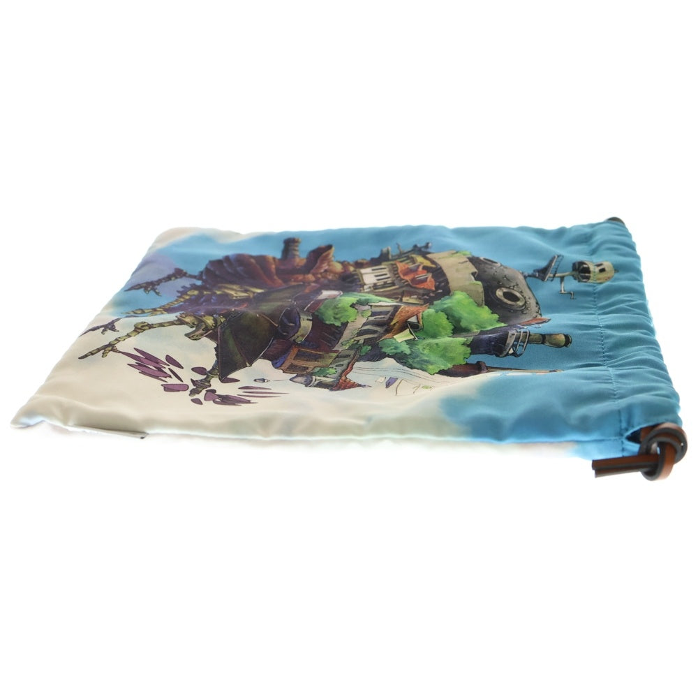 LOEWE(ロエベ) 巾着 ポーチ ジブリコラボ ハウルの動く城 ブルー キャンバス