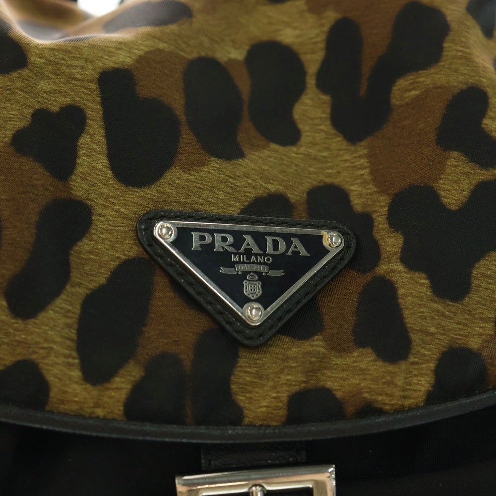 PRADA(プラダ) リュックサック バックパック レオパード ブラック テスート ナイロン 1BZ811