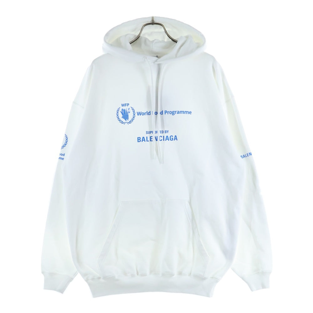 BALENCIAGA(バレンシアガ) The World Food Programme ザ ワールド フード プログラム ロゴプリント プルオーバースウェットパーカー フーディー ホワイト 578135