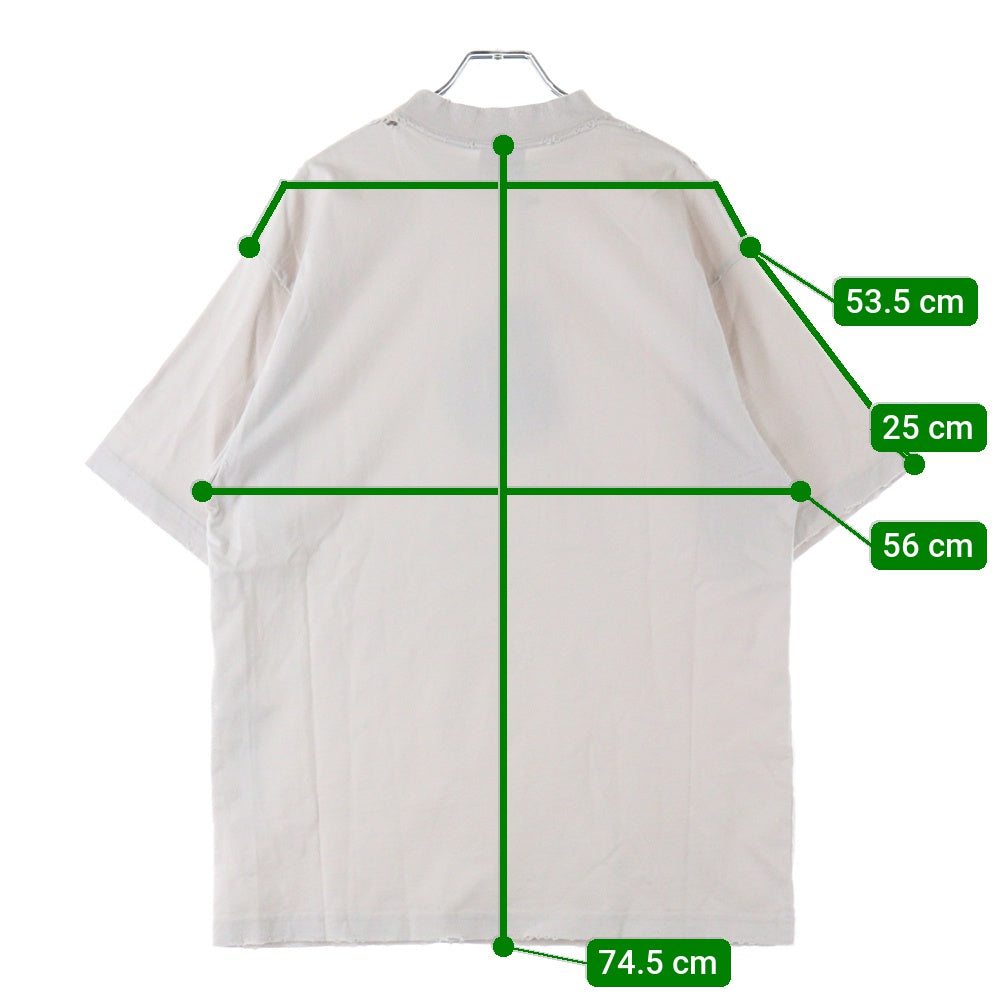 BALENCIAGA(バレンシアガ) TO MY LOVE HAPPY VALENTINE TEE トゥマイラブ ハッピーバレンタイン CD ダメージ加工クルーネック半袖Tシャツ カットソー アイボリー 764235 TQVE4