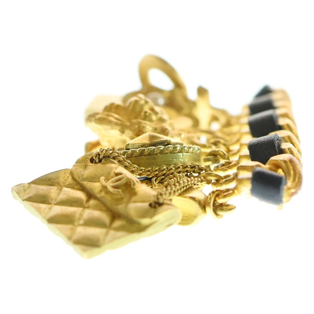 CHANEL(シャネル) ココマーク/マトラッセ/フレグランス/クローバー/ヒールアイコン 8連チャーム付ブローチ ゴールド GP 94P