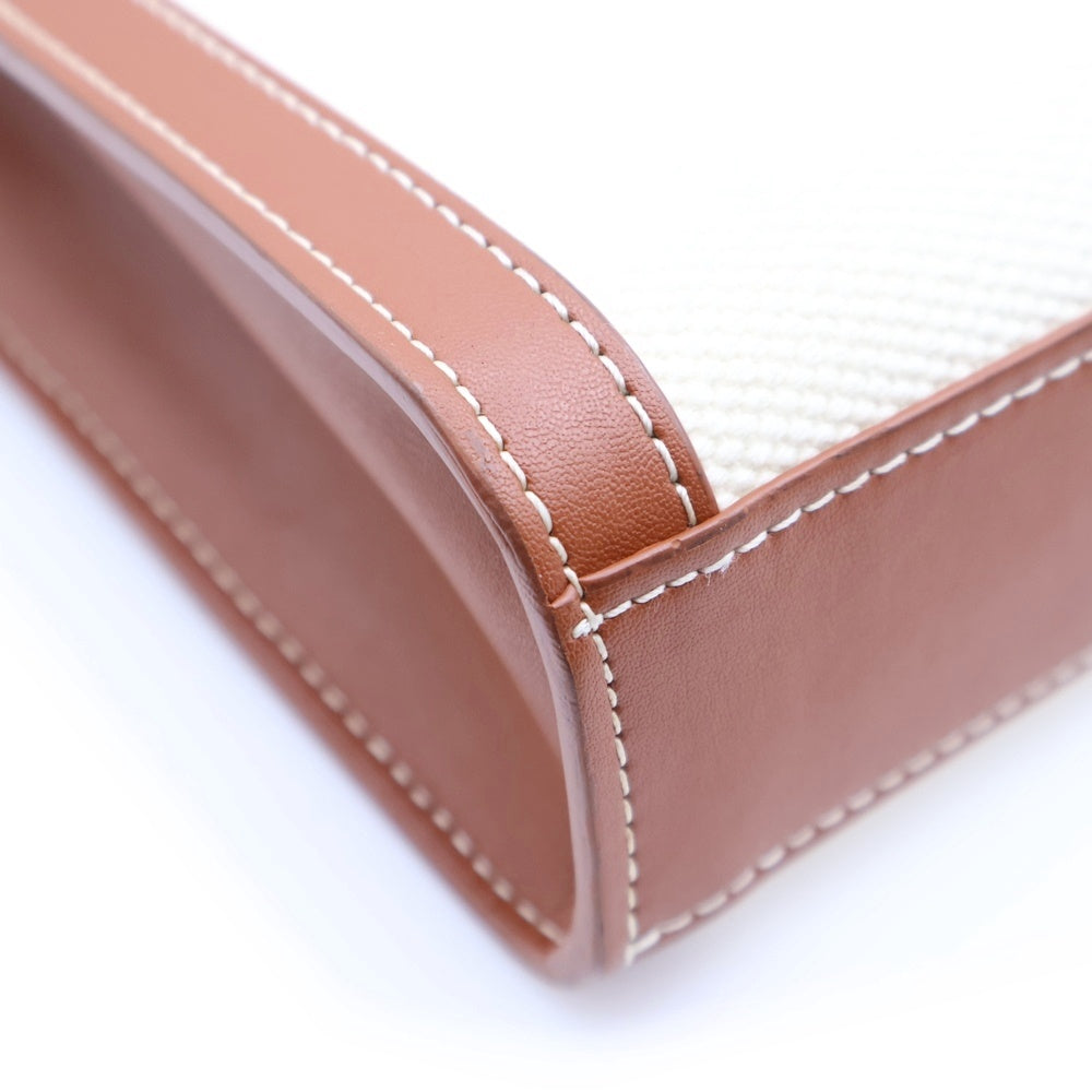 CELINE(セリーヌ) バーティカル ミニ カバ ミニトートバッグ ハンドバッグ ブラウン×アイボリー レザー×キャンバス ゴールド金具