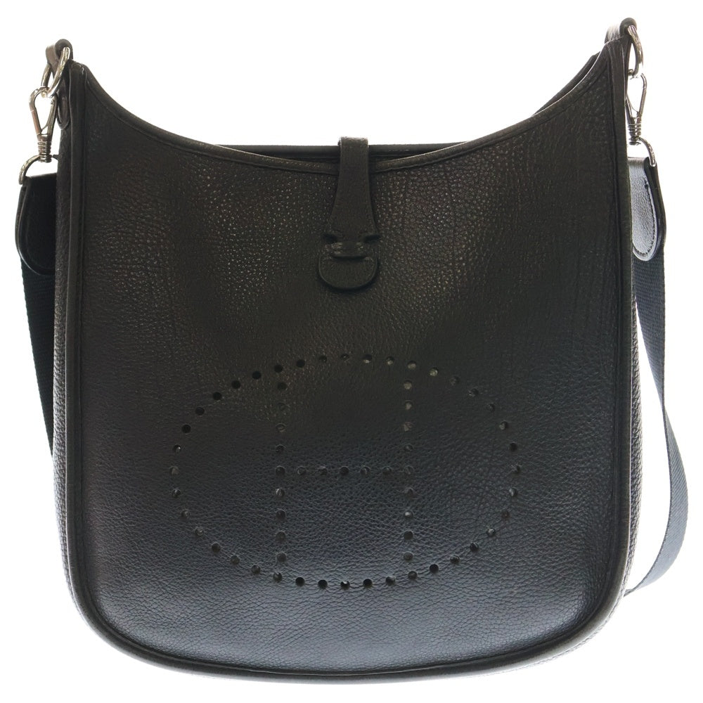 HERMES(エルメス) エヴリン1 トロワPM トリヨンクレマンス パンチングロゴレザーショルダーバッグ ブラック SV金具 □D刻印 レディース