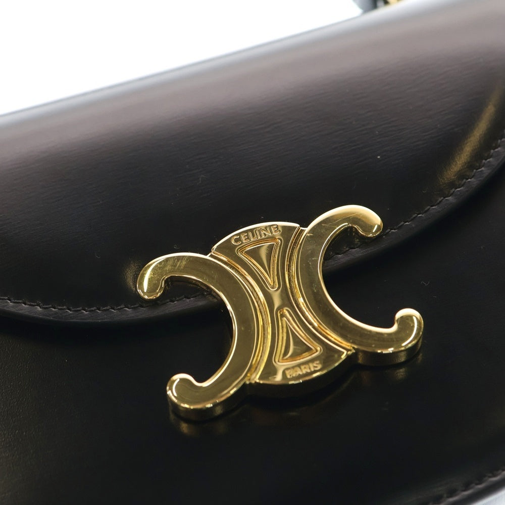 CELINE(セリーヌ) ミニ ブザス クレア トリオンフ 2WAYバッグ ミニハンドバッグ ショルダーバッグ ブラック カーフスキン ゴールド金具
