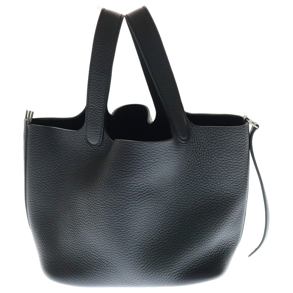 HERMES(エルメス) ピコタンロックMM トリヨンクレマンス レザー ハンドバッグ シルバー金具 ブラック K刻印