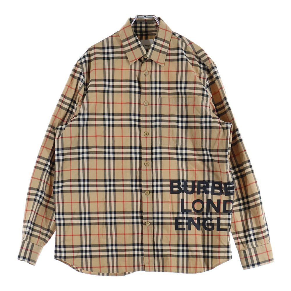 BURBERRY(バーバリー) ノバチェック総柄 ロゴプリント コットン 長袖