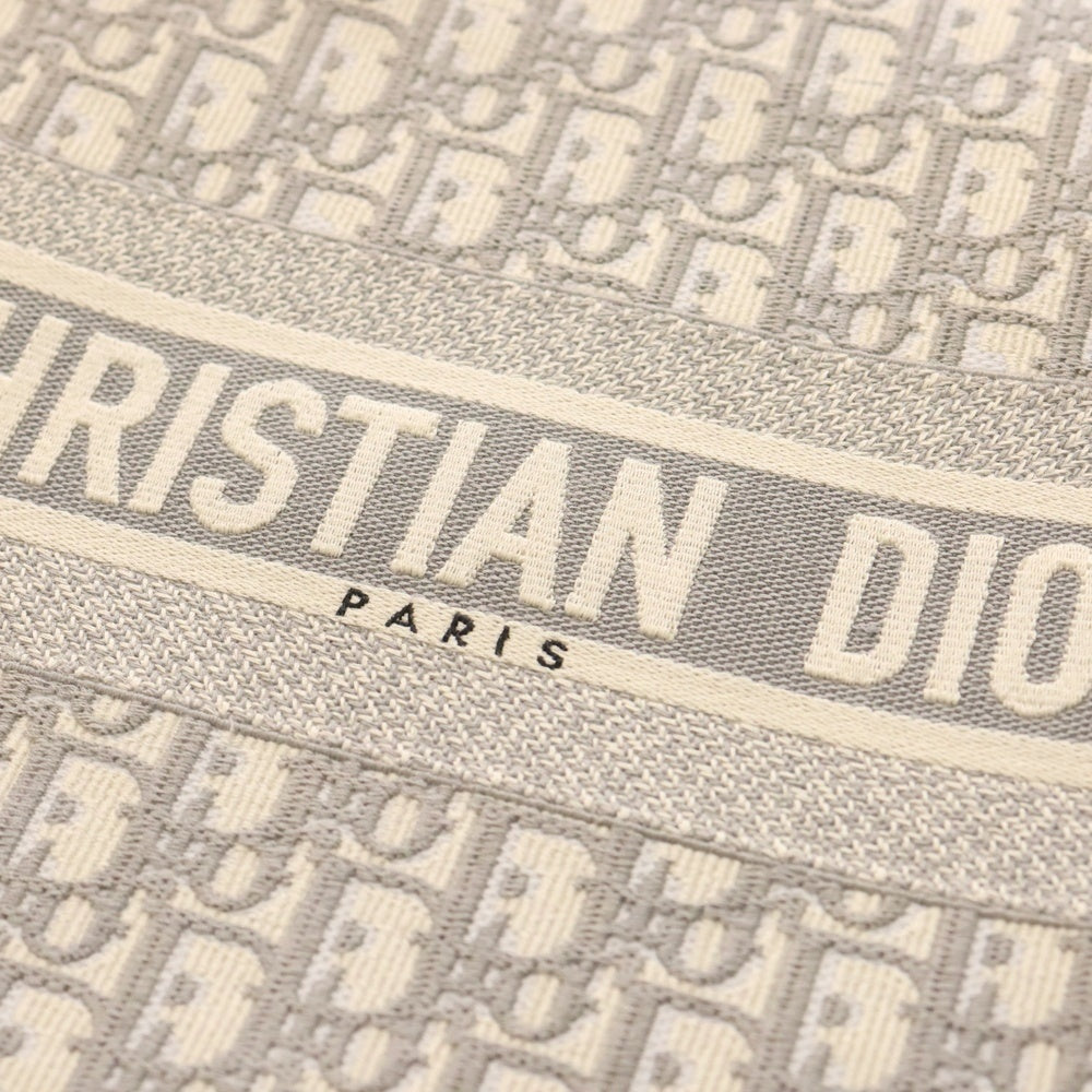 Christian Dior(クリスチャンディオール) ブックトート ミディアム ハンドバッグ キャンバス エクリュホワイト&グレー