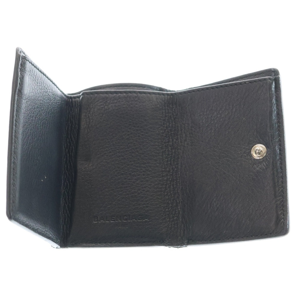 BALENCIAGA(バレンシアガ) ペーパーミニウォレット 三つ折り財布 コインケース ブラック レザー 391446