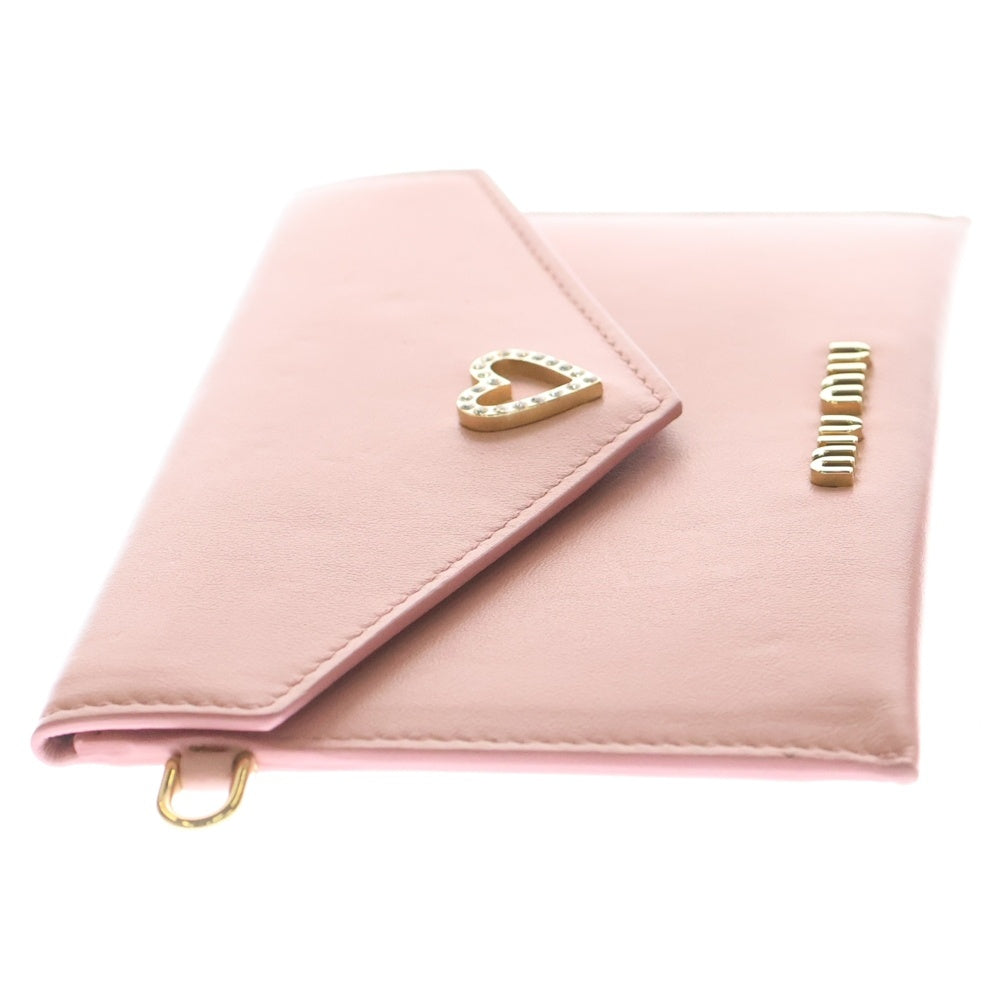 miumiu(ミュウミュウ) マドラスラブ エンベローブ ケース ポーチ クラッチバッグ ピンク レザー 5MF025 レディース