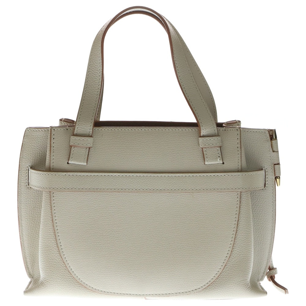 LOEWE(ロエベ) ゲート トップ ハンドル ハンドバッグ ショルダーバッグ ベージュ×ブラウン レザー×キャンバス ゴールド金具 レディース