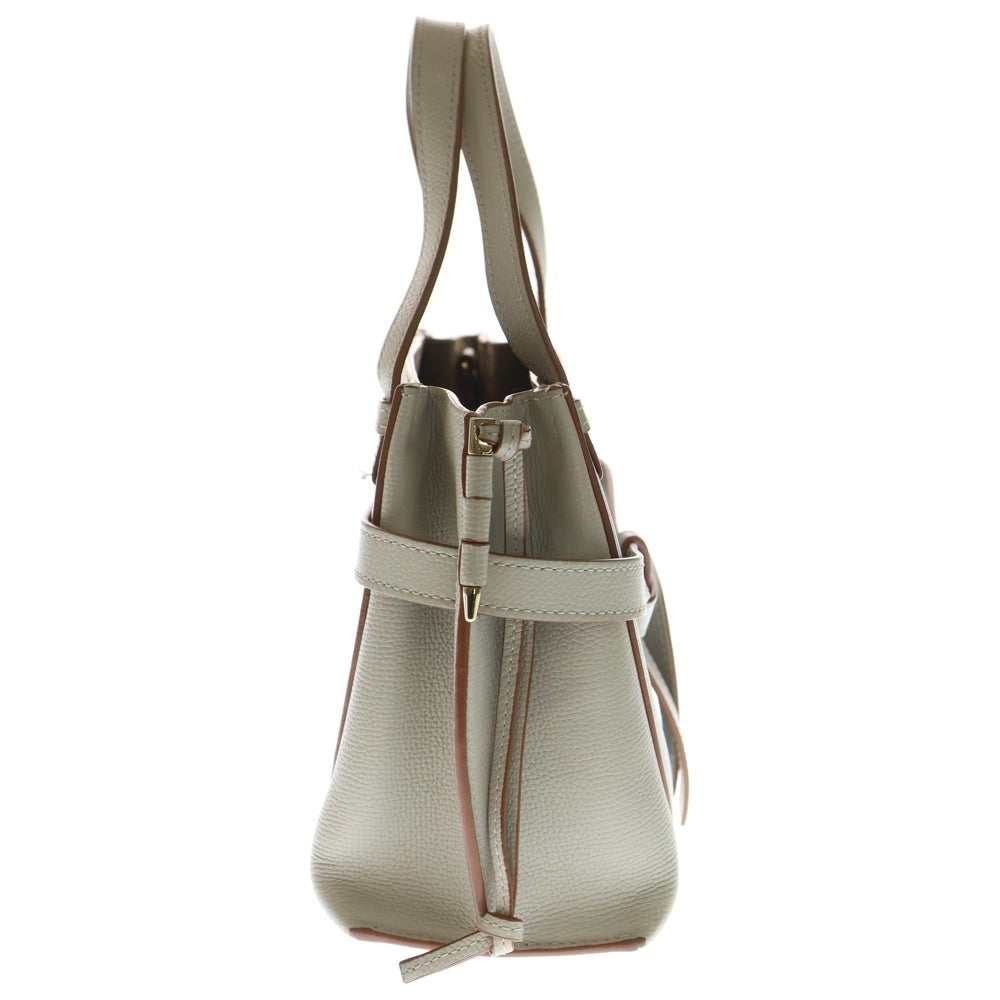 LOEWE(ロエベ) ゲート トップ ハンドル ハンドバッグ ショルダーバッグ ベージュ×ブラウン レザー×キャンバス ゴールド金具 レディース