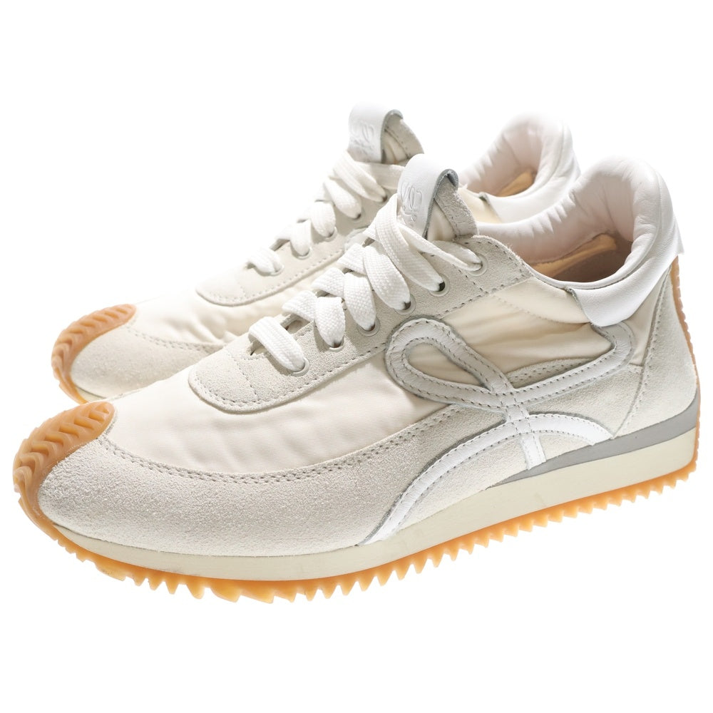 LOEWE(ロエベ) FLOW RUNNER フローランナー スエードレザー ナイロン アナグラムロゴ レースアップ ローカットシューズ スニーカー ホワイト レディース 590920