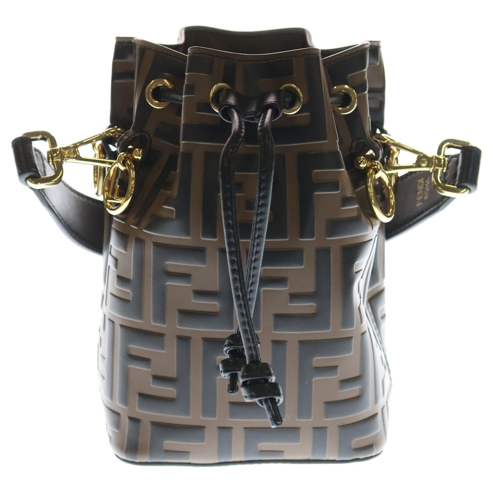 FENDI(フェンディ) モントレゾール ミニショルダーバッグ ブラック×ブラウン ズッカ柄 エナメル 8BS010