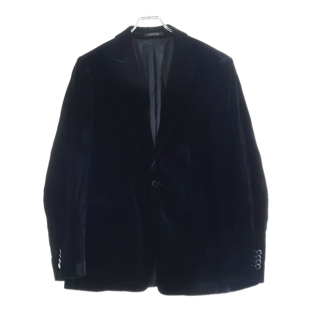 EMPORIO ARMANI(エンポリオアルマーニ) ベロア ベルベット ピークドラペル 1B テーラードジャケット ブラック