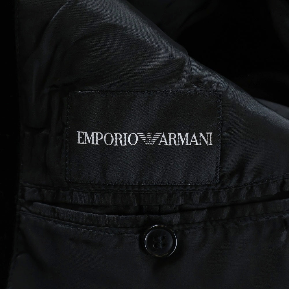 EMPORIO ARMANI(エンポリオアルマーニ) ベロア ベルベット ピークドラペル 1B テーラードジャケット ブラック