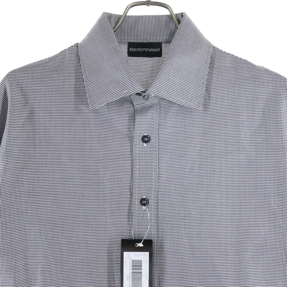 EMPORIO ARMANI(エンポリオアルマーニ) 千鳥格子 チェック総柄 コットン 長袖シャツ グレー