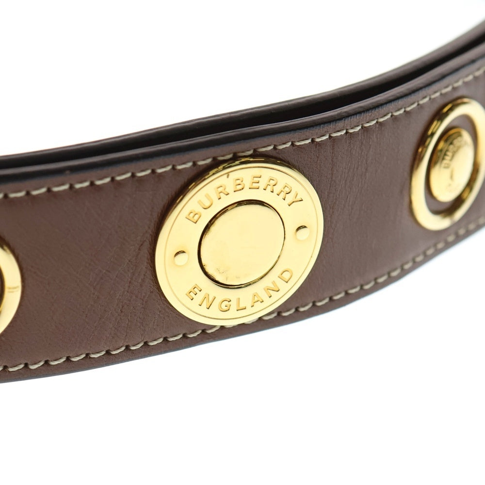 BURBERRY(バーバリー) ロゴ スナップボタン レザー ベルト ゴールド金具 ブラウン 8019719