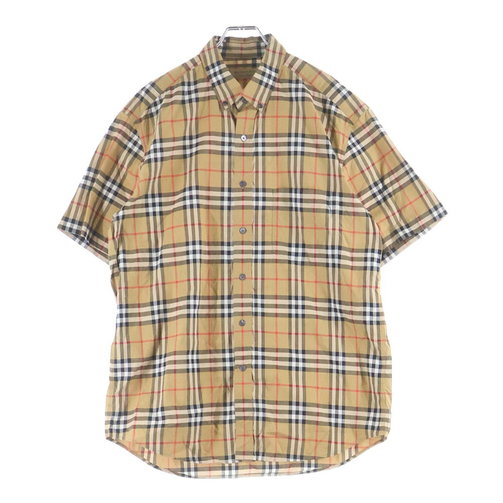 BURBERRY(バーバリー) ノバチェック総柄 ボタンダウン 半袖シャツ ベージュ 8002927