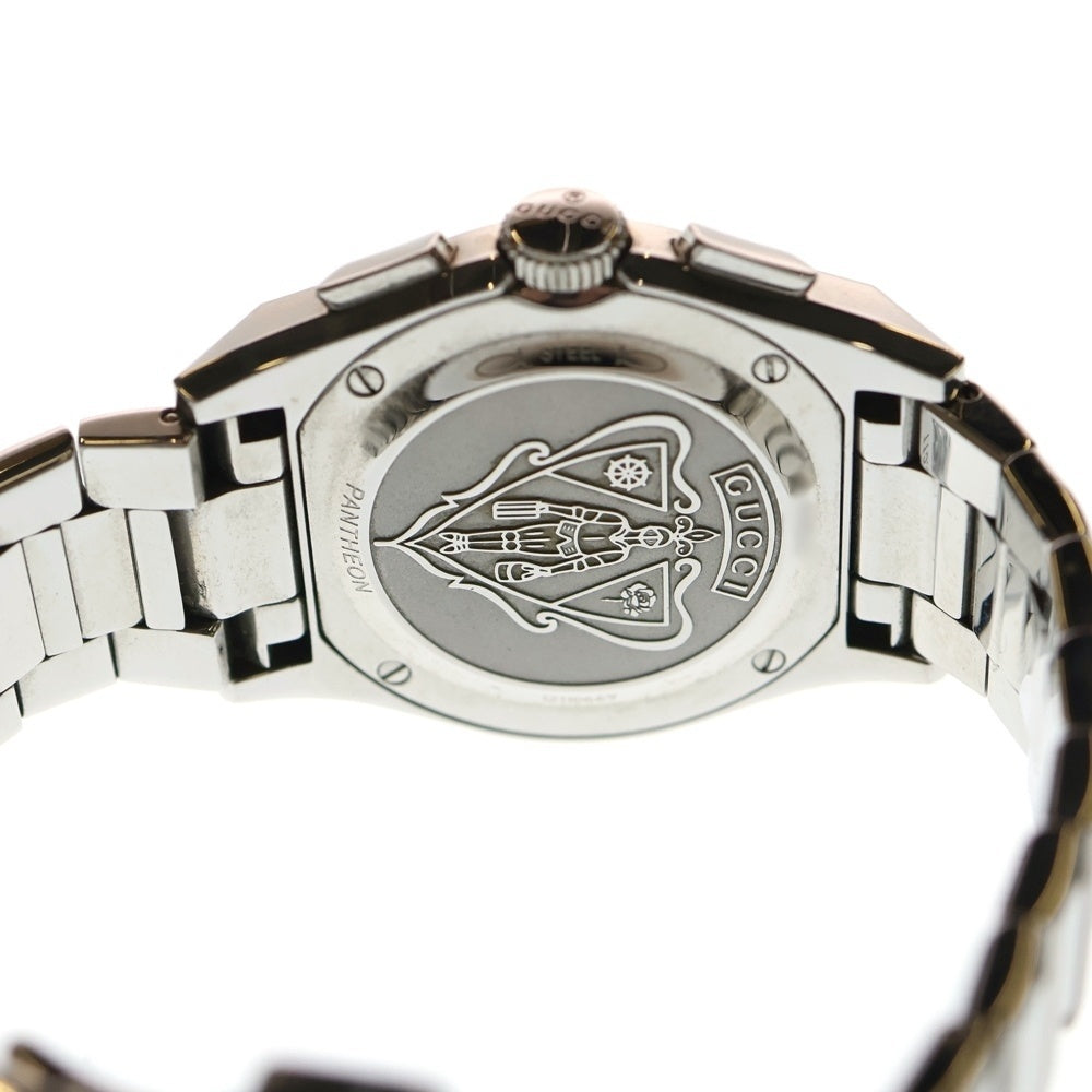 GUCCI(グッチ) パンテオン デイト クロノグラフ スモールセコンド グレーシェル文字盤 クォーツ ステンレスウォッチ 腕時計 シルバー SS/QZ 115.4 レディース