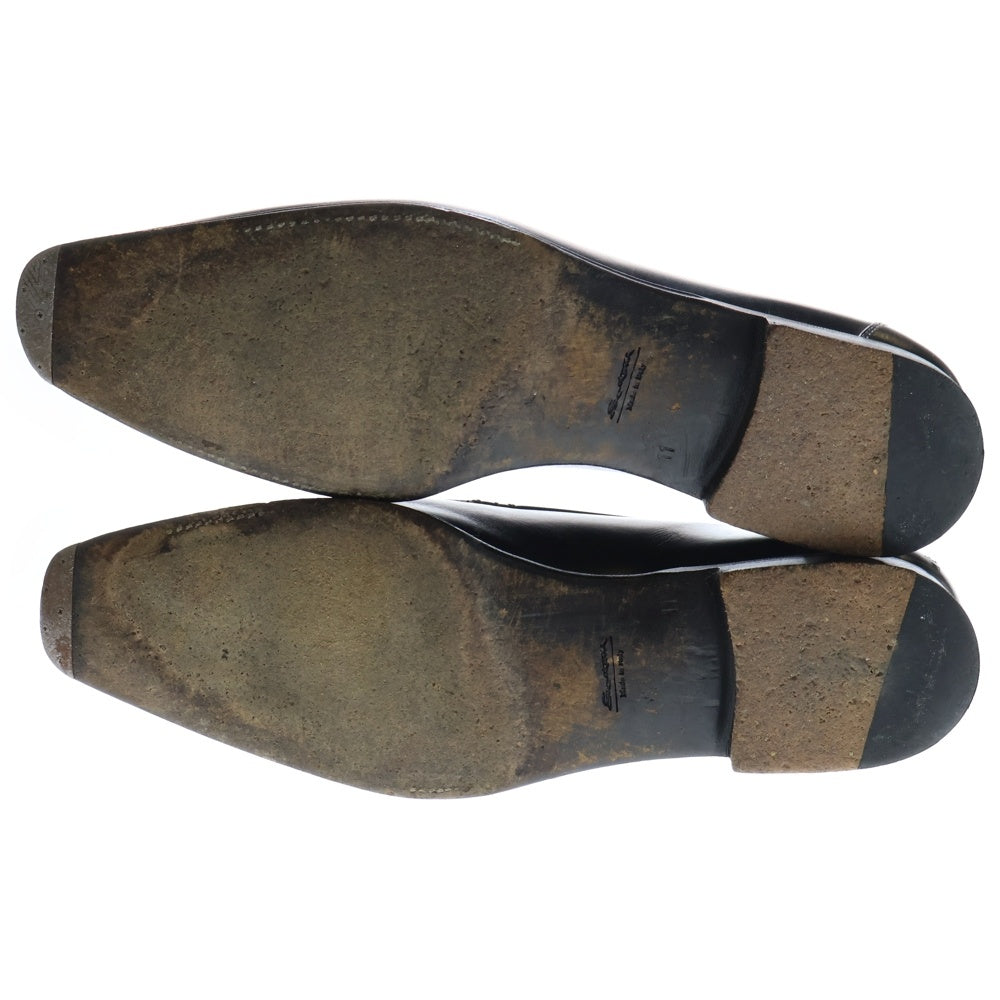 Santoni(サントーニ) レザー ヴァンプ ローファー ドレス ビジネス スリッポン シューズ ブラック 6327