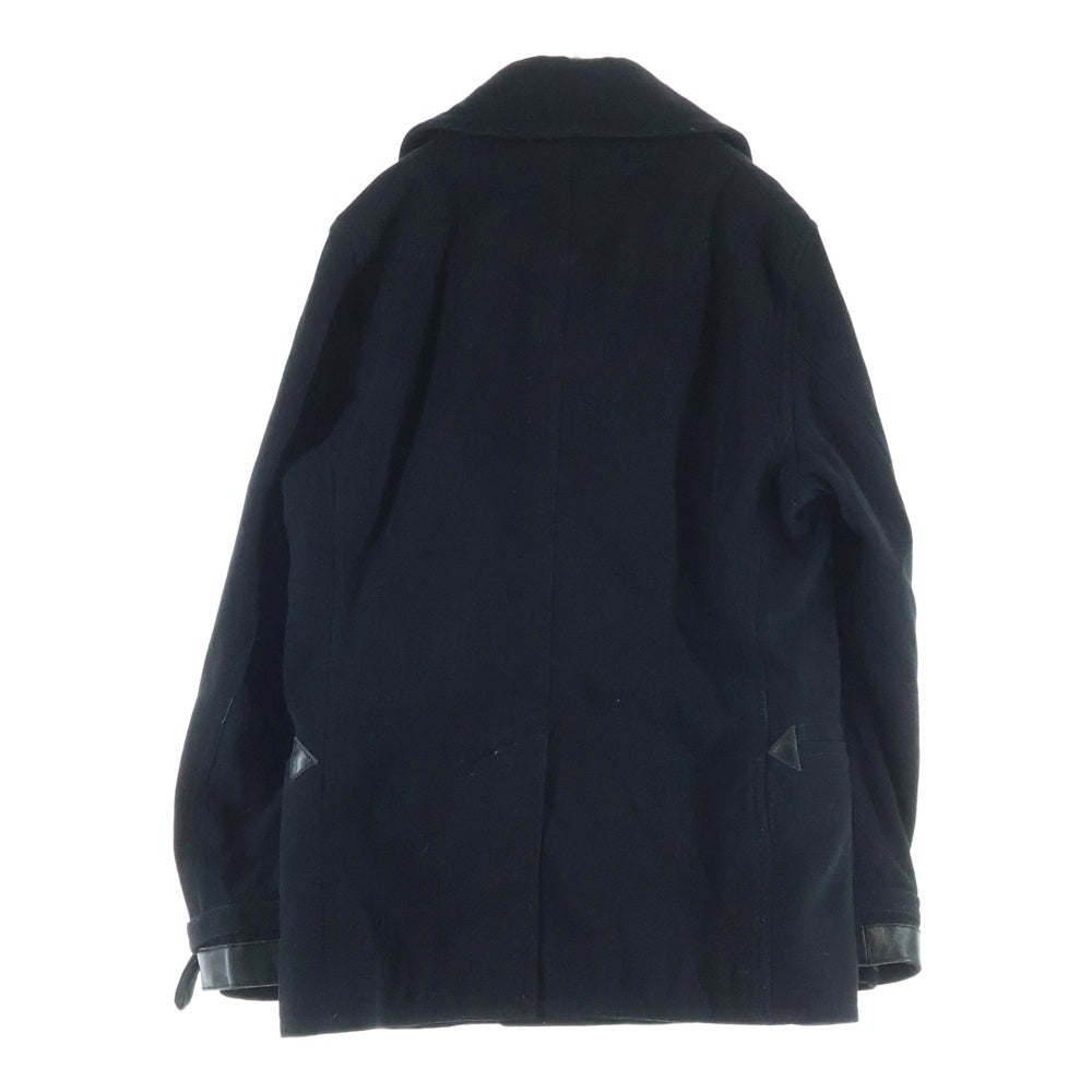 NIGEL CABOURN(ナイジェルケーボン) レザー切替ウールピーコート ブラック 8020030100