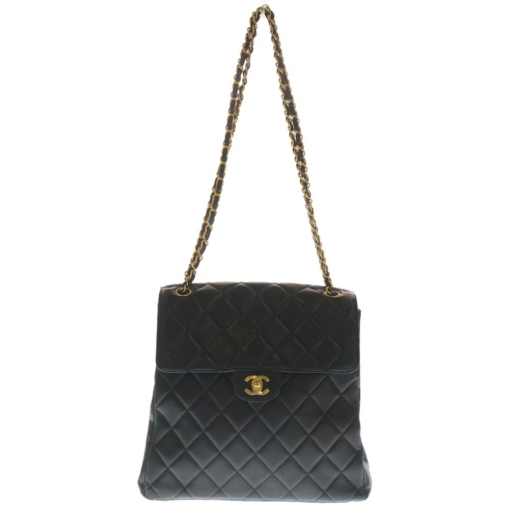 CHANEL(シャネル) マトラッセ ダブルフェイス チェーンショルダーバッグ ブラック ラムスキン ゴールド金具 レディース