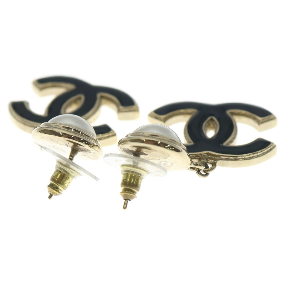 CHANEL(シャネル) ココマーク フェイクパール ピアス ブラック×ホワイト×ゴールド GP レディース