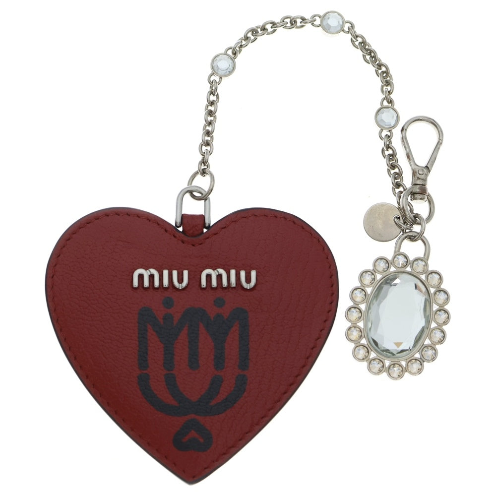 miumiu(ミュウミュウ) ミッピーナ チャーム バッグチャーム レッド レザー 5TL376 シルバー金具 レディース